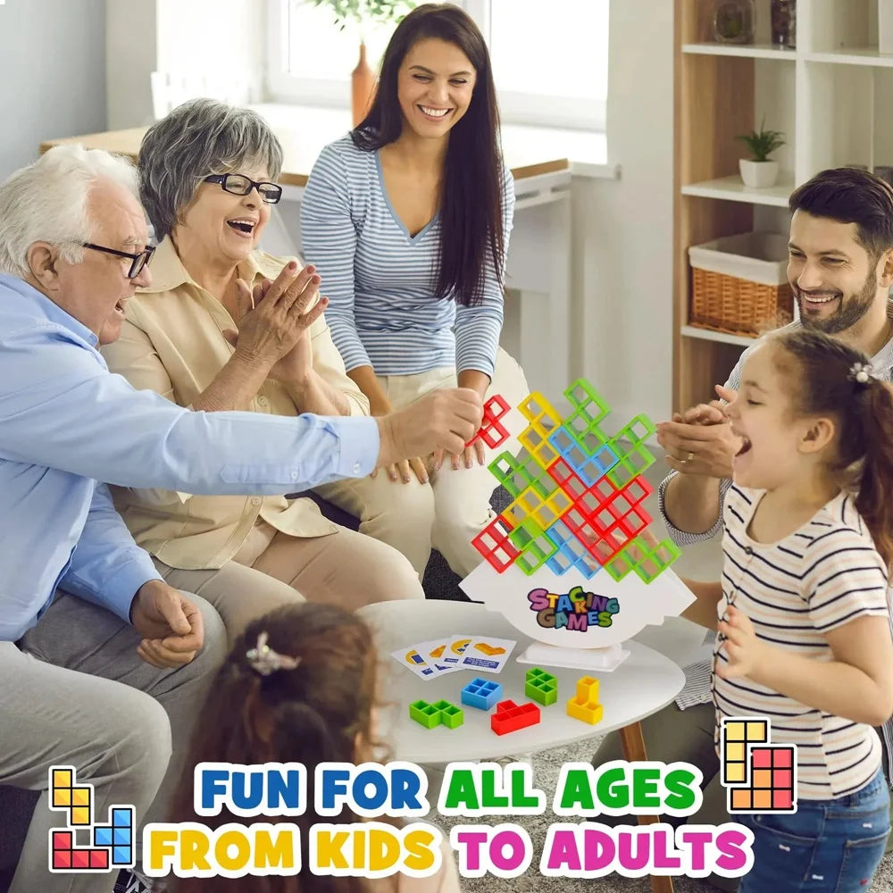 3D Fun Building Blocks Brick Toy Balance Stack Game Tetra Tower Swing High Building Blocks Stacking like Tetris Jenga Kids Adults Desktop Toy
