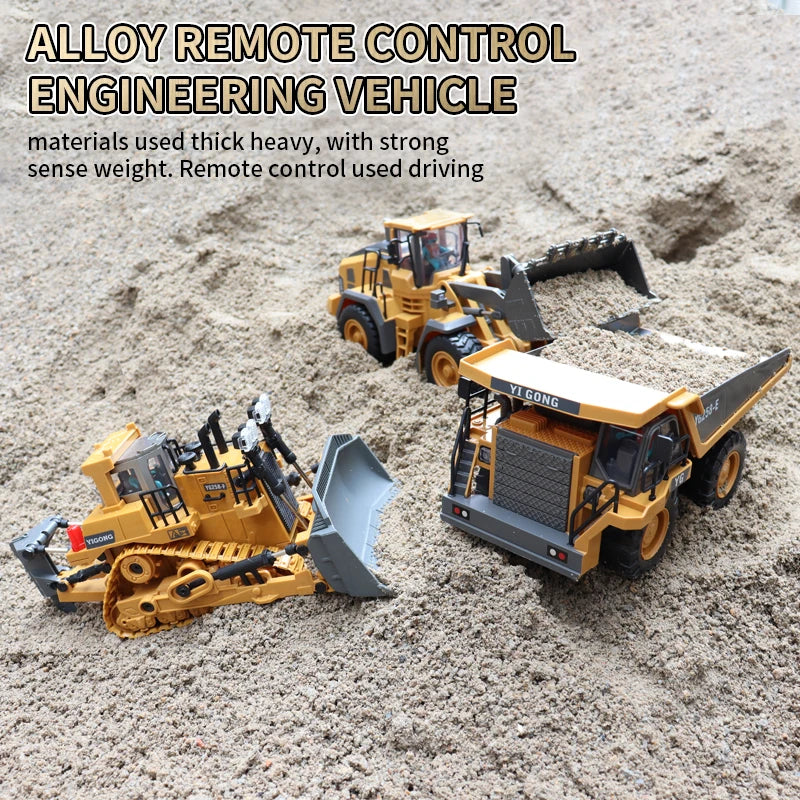 Remote Control Excavator Bulldozer Dump Truck RC Models 2.4G Car Toys Professional Quality Alloy Plastic Simulation Construction Vehicles