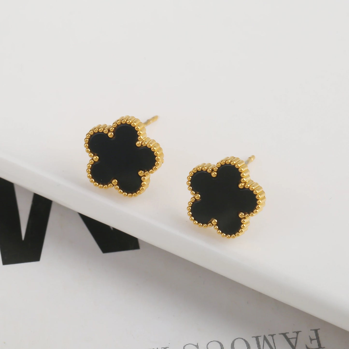 Five Leaf Clover Adjustable Lucky Design Gold Plated Stainless Steel 316L Plant Flower Bracelet Earrings Necklace With Petals Women's Luxury Gifts