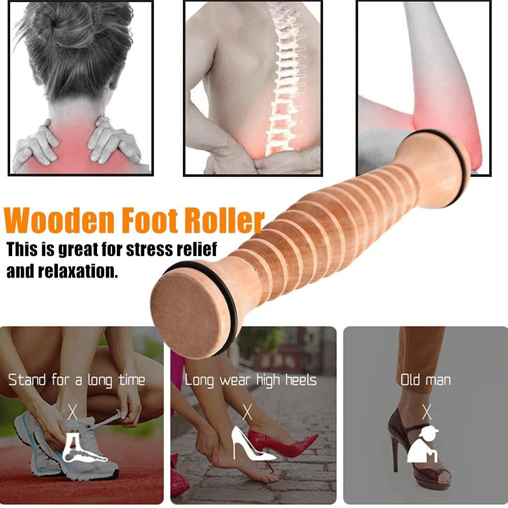 Acupressure Wooden Foot Massager Roller for Relieving Plantar Fasciitis, Foot Arch Pain, Myofascial Pain Syndrome