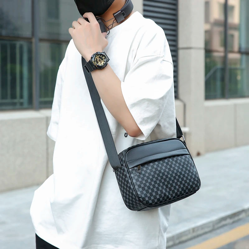 Luxury Leather Fashion Lightweight Satchel Shoulder Bags for Men Casual Business Messenger Comfortable Wide Strap Crossbody Bags