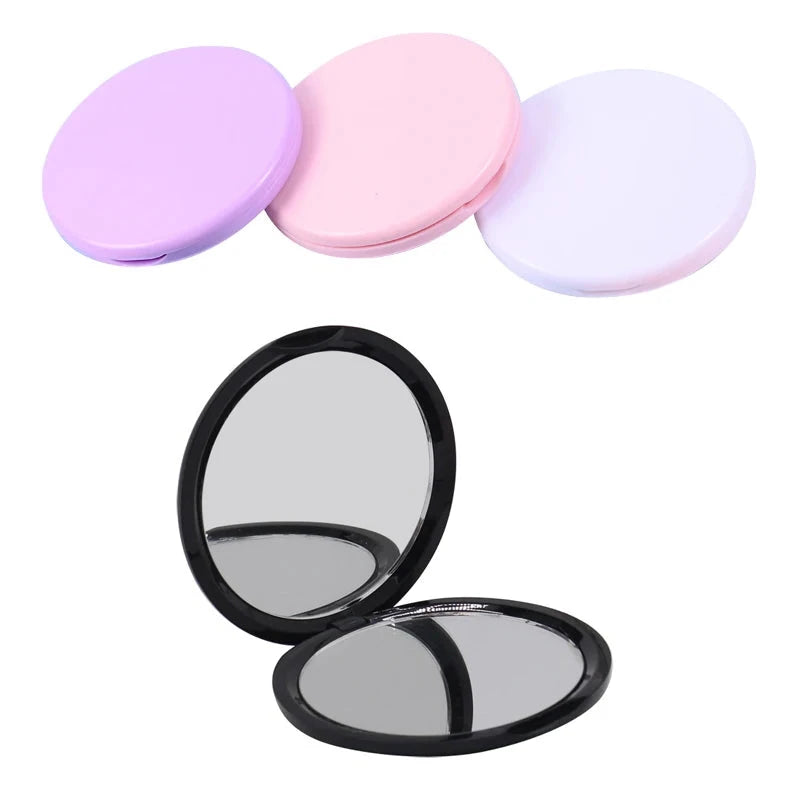 Double Sided Handheld Travel Makeup Mirror Mini Portable Pocket Folding Round Beauty Cosmetic Mirror