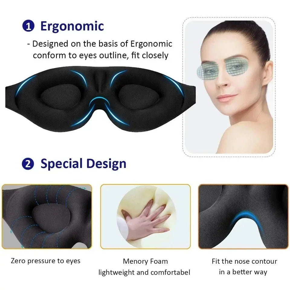 Light Blocking Adjustable 3D Eye Mask Suitable for Men and Women with No Pressure on the Eyes and Breathable Eye Mask Black