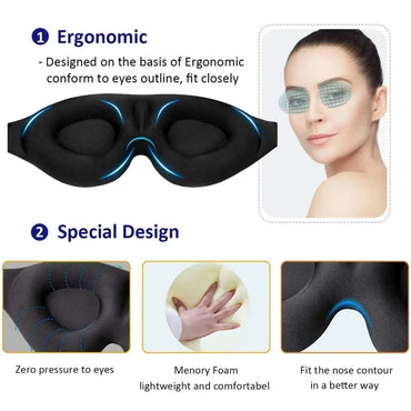 Light Blocking Adjustable 3D Eye Mask Suitable for Men and Women with No Pressure on the Eyes and Breathable Eye Mask Black