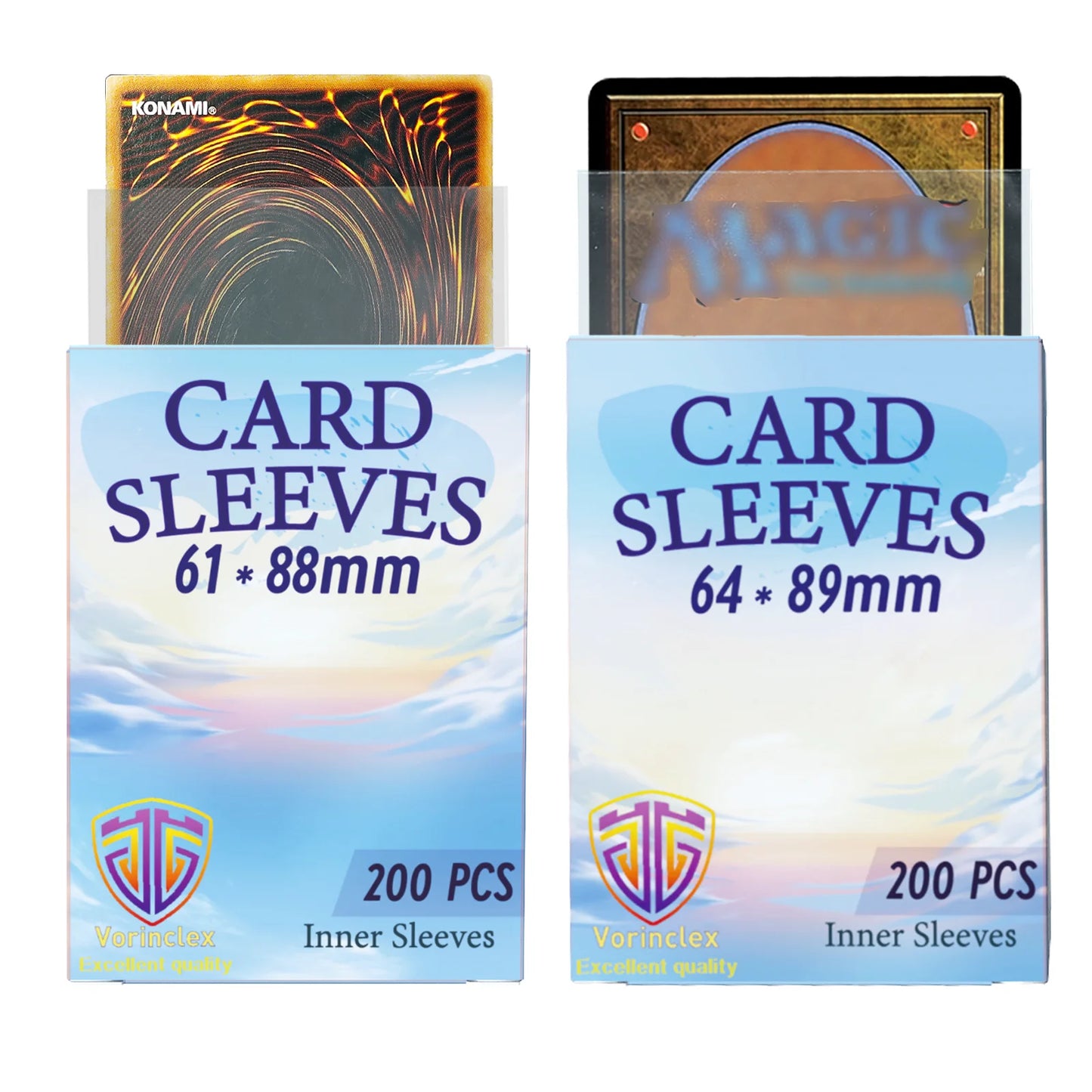 Card Inner Sleeves Protectors 200 Pcs Set for Sports, Football, Basketball Cards, MTG/YGO Game Cards Inner, Card Sleeves are Smooth And Tough Perfect Fit