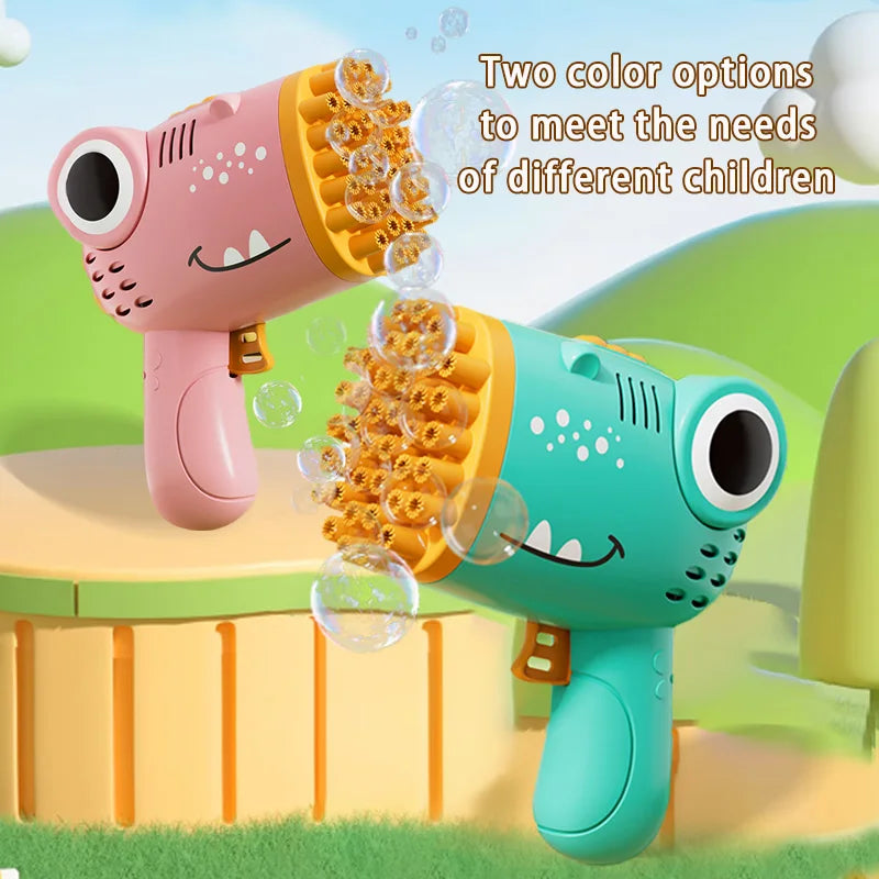 Fun Dinosaur Bubble Gun 40 Hole Hand Held Bubble Blowing Maker Entertainment Toy