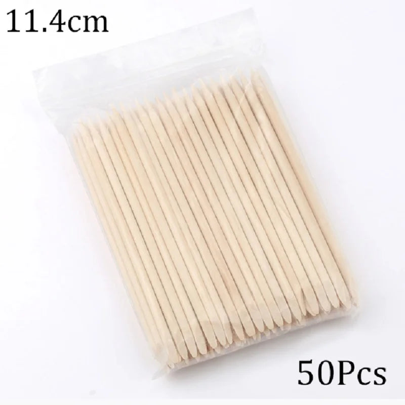 Cuticle Pusher Wooden Sticks for Nails Art Rhinestones Dotting Removal Manicure Pedicure Care Tools 50/100pcs