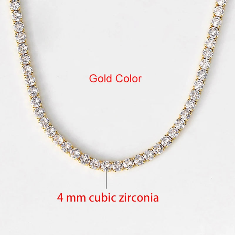 Luxurious Shiny Crystals Tennis Chain Choker Necklace for Women Jewelry Bling Iced Out Accessories