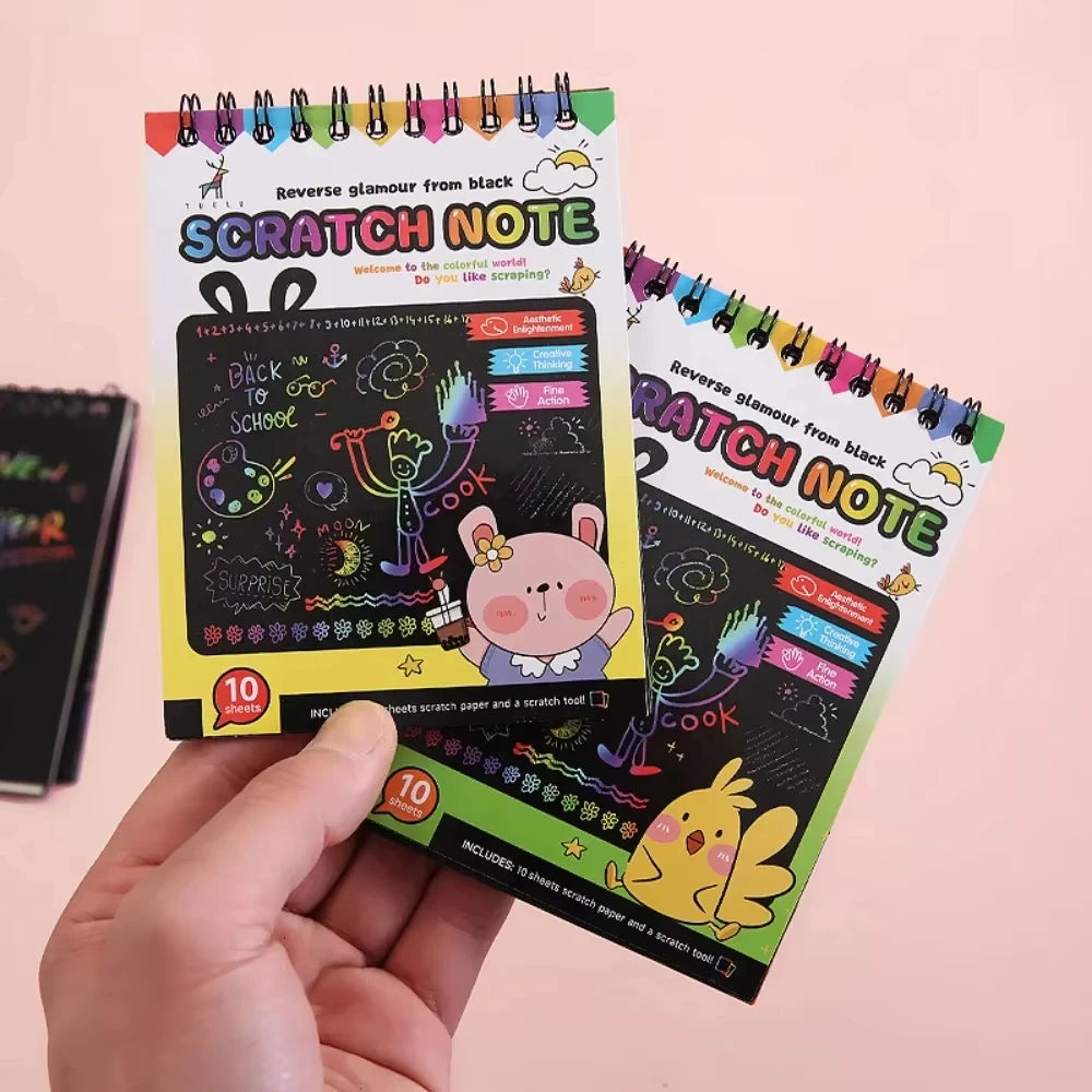 Magic Rainbow Scratch Off Paper Book Set for Kids Arts Scraping Painting Toy Children DIY Graffiti Montessori Educational Toys