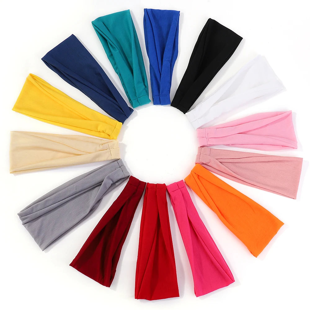Elastic Women's Hair Bands Headbands for Gym Yoga Exercise Sports Wash Face Headbands Solid Color Scrunchies