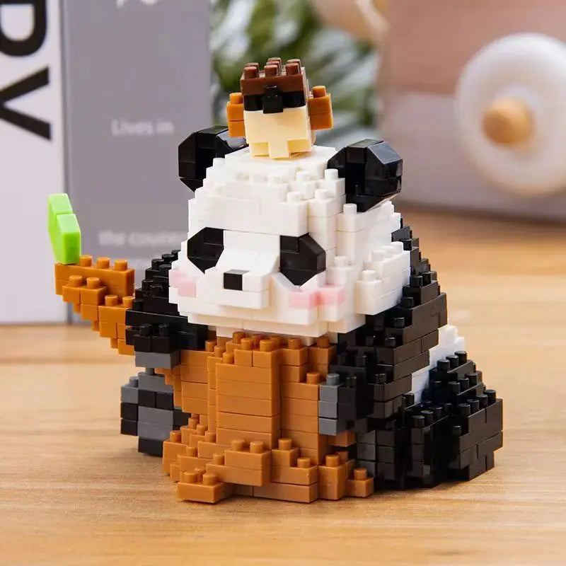 Fun Creative Mini Panda Micro Building Blocks 3D Model Cute Animals Bricks DIY Construction Toys for Children Kids Gift