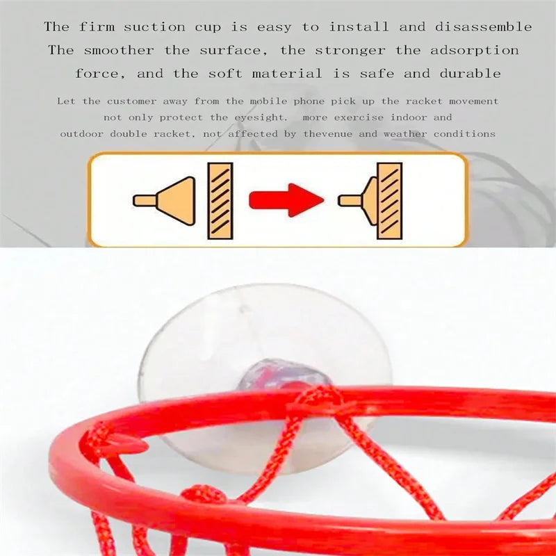 Sports Mini Suction Cup Basketball Set Hoop and Rubber Elastic Ball Shooting Game Toy