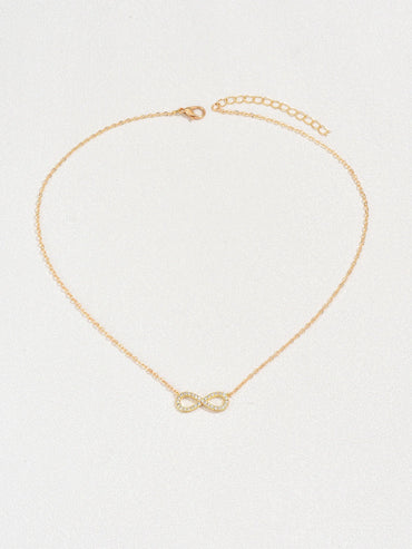 Fancy Infinity Symbol Crystal Stainless Steel Pendant Necklace for Women Classic Lucky Love You Forever Jewelry Accessories