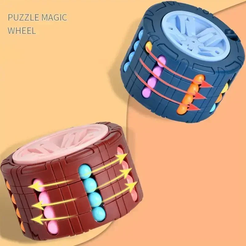 Fun 3D Cylinder Puzzle Wheel Toy Magical Bean Gyro Rotate and Slide Games Relieve Stress Children Educational Montessori Toys Gift