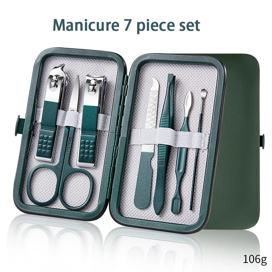 Portable Multifunctional Manicure Pedicure Tool Kits Stainless Steel Nail Clipper Pick Eyebrow Scissors File Set Personal Care Set