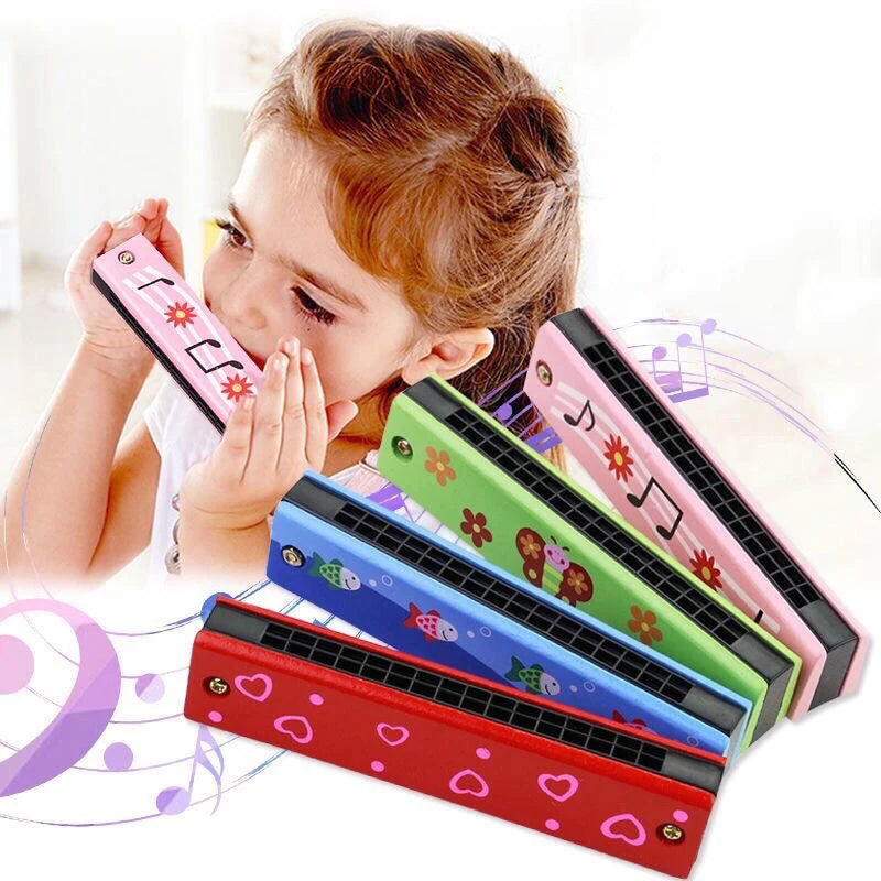 Colorful Wooden Harmonica Music Teaching Aids for Children Musical Instrument Toys Music Teaching Aids Puzzle Early Education Kindergarten Beginners