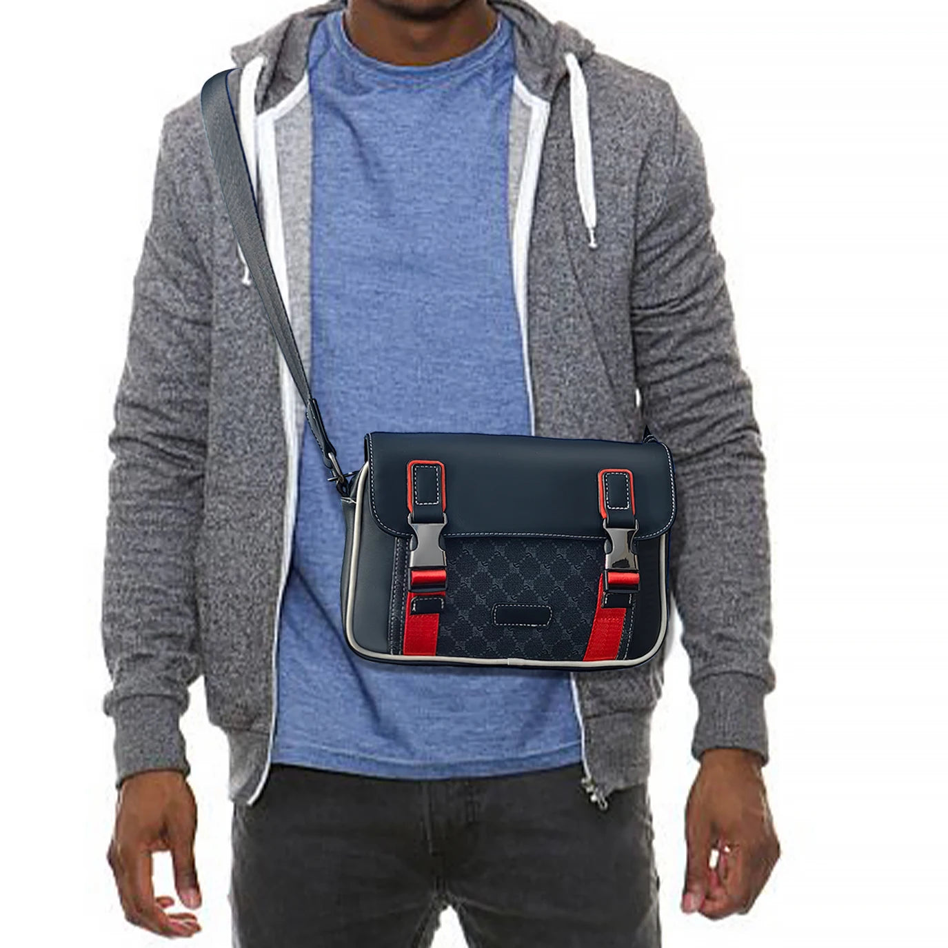 Luxury Leather Crossbody Messenger Handbag for Men Casual Fashion Sling Satchel Shoulder Bags