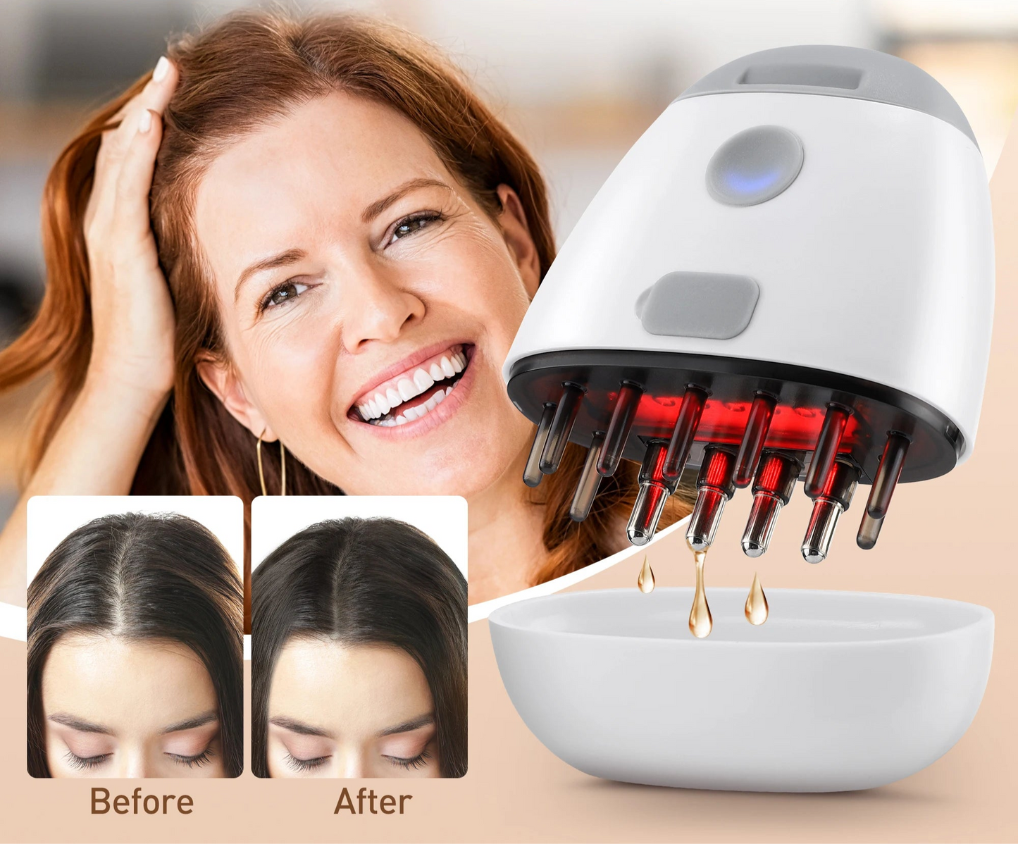 Electric Red Light Therapy Hair Growth Machine Vibration Head Massager Comb Scalp Massage Brush Liquid Medicine Applicator