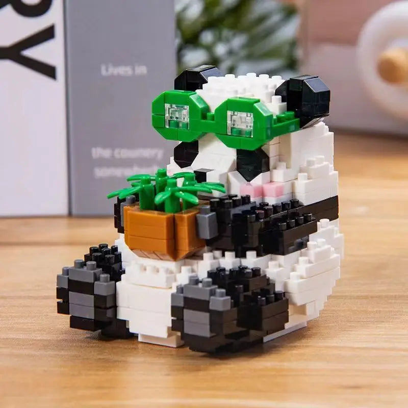 Fun Creative Mini Panda Micro Building Blocks 3D Model Cute Animals Bricks DIY Construction Toys for Children Kids Gift
