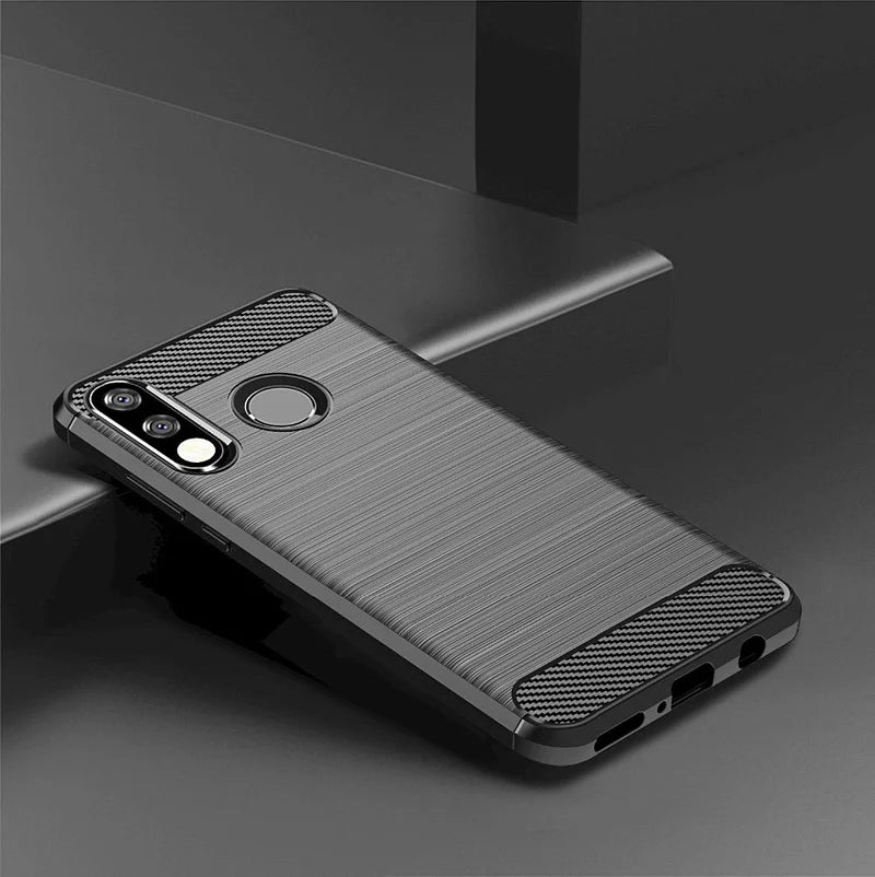 Shockproof Carbon Fiber Silicone Case for Huawei P50 P40 P30 P20, P Smart Plus Z, Mate 30 20 Pro 10 Brushed Texture Protective Back Cover