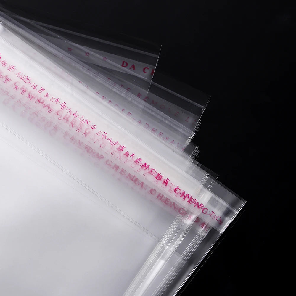 100pcs Select Size Self Adhesive Transparent Plastic Cellophane Bags for Gifts Pouch Jewelry Packaging