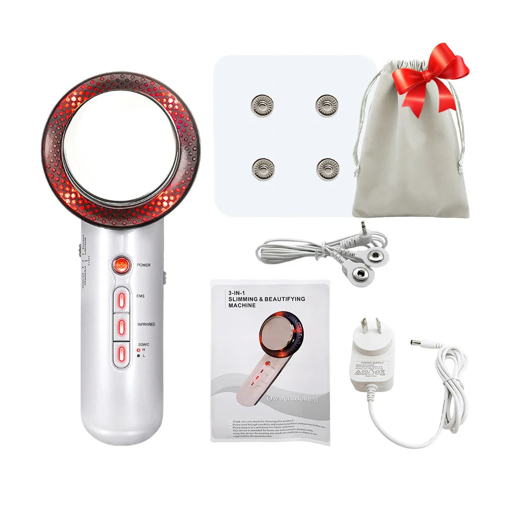 Ultrasonic 3 in 1 Infrared Cellulite Removal Therapy Body Slimming Massager EMS Cavitation Fat Burner Skin Care Beauty Apparatus