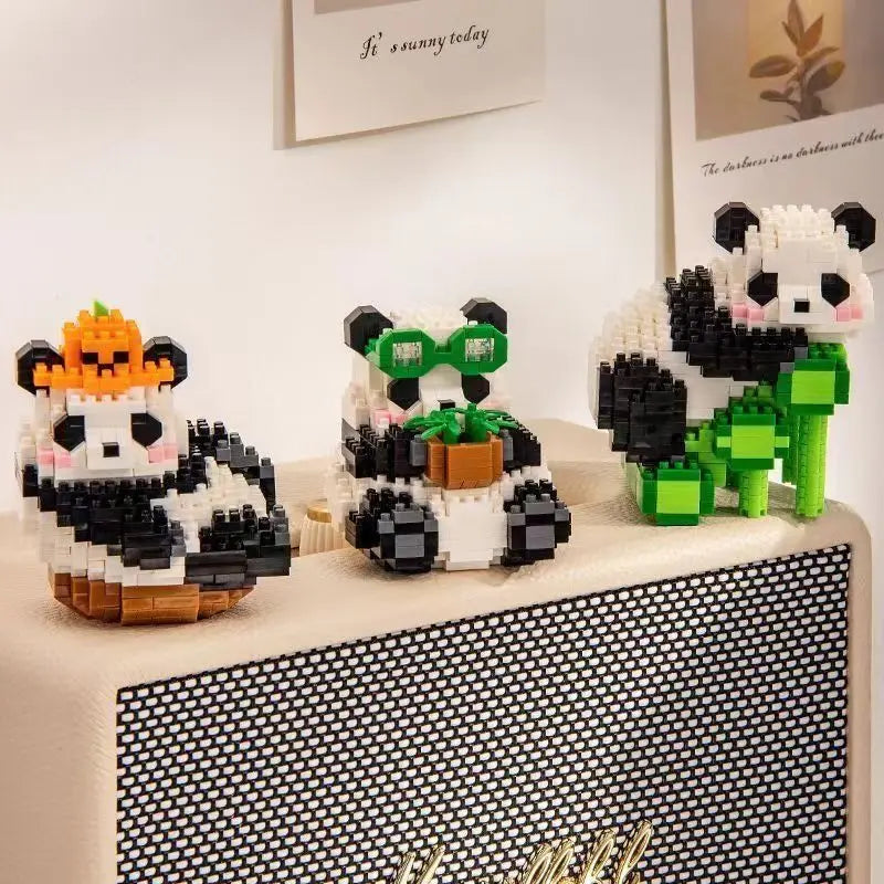 Fun Creative Mini Panda Micro Building Blocks 3D Model Cute Animals Bricks DIY Construction Toys for Children Kids Gift