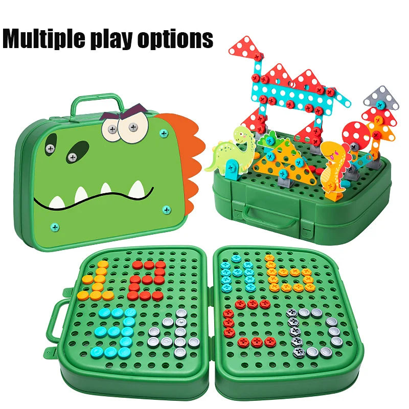 Children DIY Tool 3D Puzzle Toys Set Electric Drill Screw Nuts Pretend Play Tool Kits 2D/3D Educational Toy 230pcs/228pcs