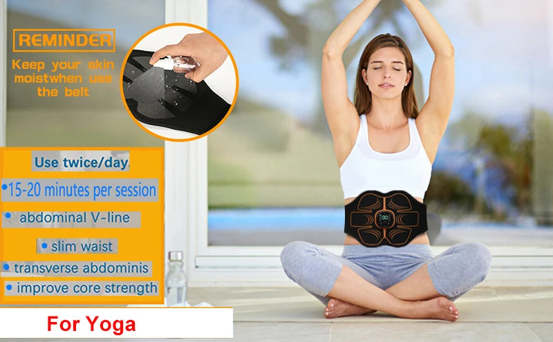 Electric Fitness Slimming Abdominal ABS Muscle Stimulator EMS Trainer Belt Home Gym Massager Waist Belly Weight Loss USB Rechargeable