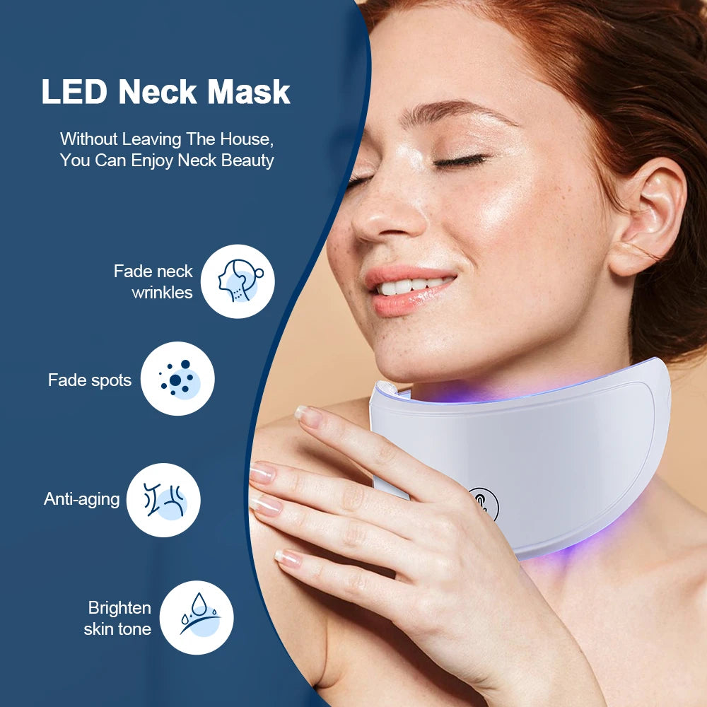 Anti-Aging Bio-Light Therapy 7 Colors LED Face and Neck Mask for Skin Tightening Lifting Beauty Care Device