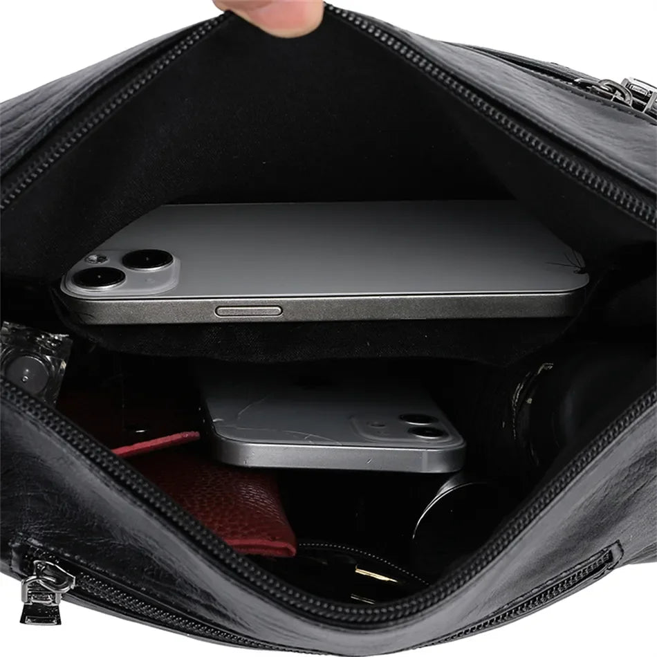 Square Fashion Soft Leather Women Handbag Purse Luxury Shoulder Large Capacity Crossbody Bags