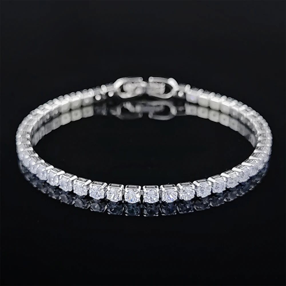 Exquisite Luxury Silver Color Princess Cut Crystal Bracelet Bangle for Women Fashion Jewelry Accessories