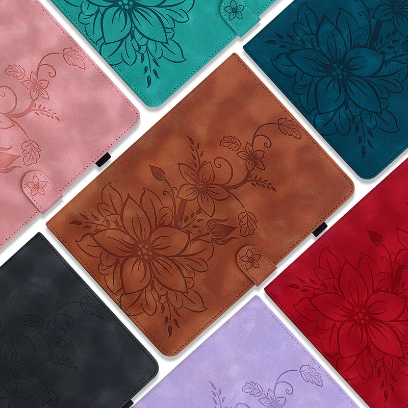 Luxury Leather Wallet Stand Case for Amazon Fire Max 11 HD10 HD8 Plus Fire 7 and Kindle Paperwhite 5 Protective Floral Embossed Tablet Cover