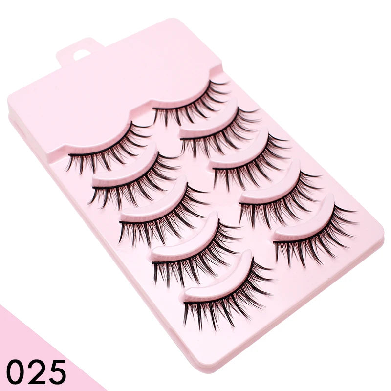 Wispy Manga Style Eyelashes Soft Natural Thick False Daily Eye Lashes Dating Makeup Eye Accessories 5 Pairs - 10pcs