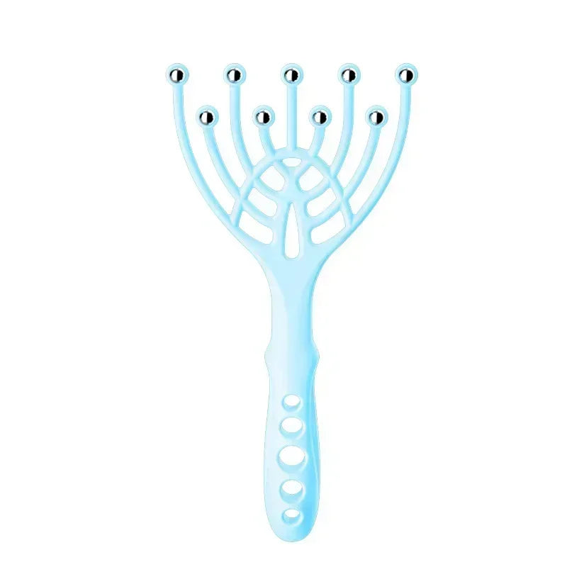 Head Scalp Neck Comb Massager Roller 9 Claws Steel Ball Hand Held Relax Health Care Stress Relief 1pc