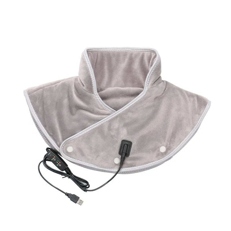 Electric Thermal Compress Vibration Shoulder Neck Pad Massager Cervical Wrap Shawl Three Gear Heating Relax Brace