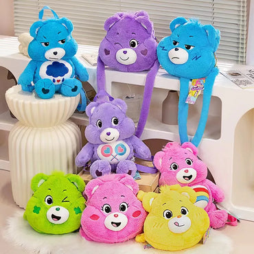 Popular Cute Care Bears Plush Backpack Kawaii Fashion Plushie Doll Girl's Children's Shoulder Bag Knapsack