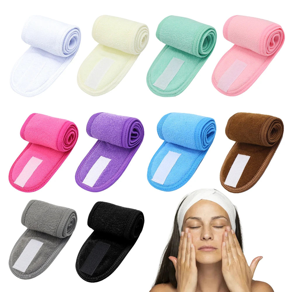 Adjustable Extension Headband for Eyelashes Makeup Spa Sports Face Washing Bath Facials Hook and Loop Adjustment