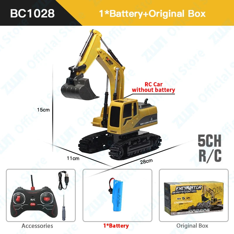 Remote Control Excavator Bulldozer Dump Truck RC Models 2.4G Car Toys Professional Quality Alloy Plastic Simulation Construction Vehicles