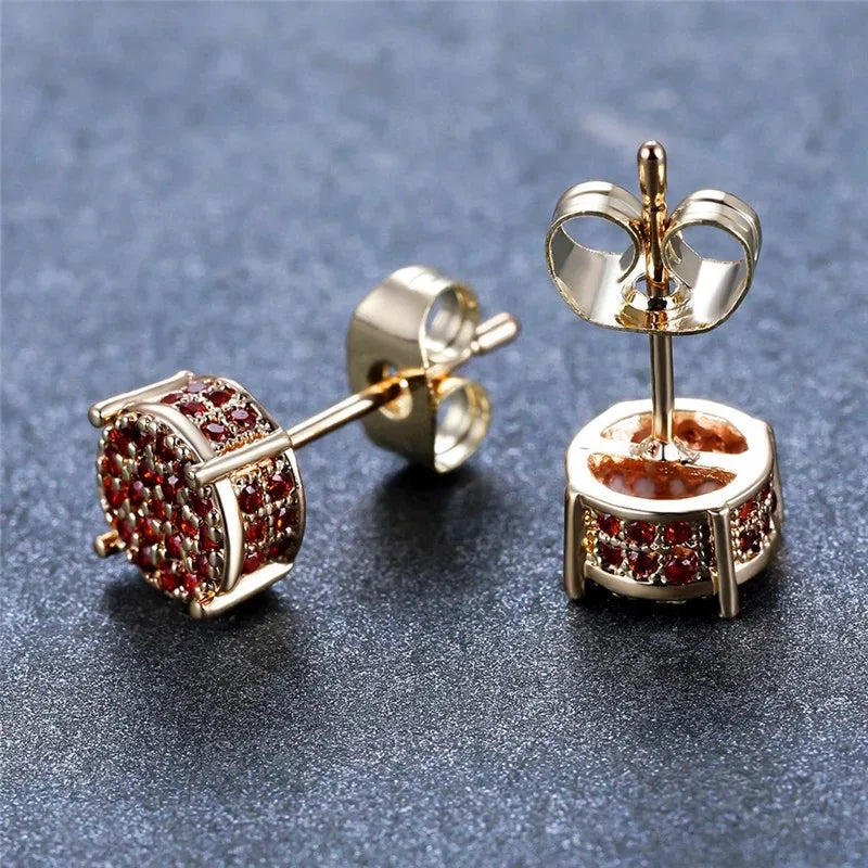 Exquisite Austrian Crystal Round Stud Earrings for Women Fancy Fashion Jewelry Accessories