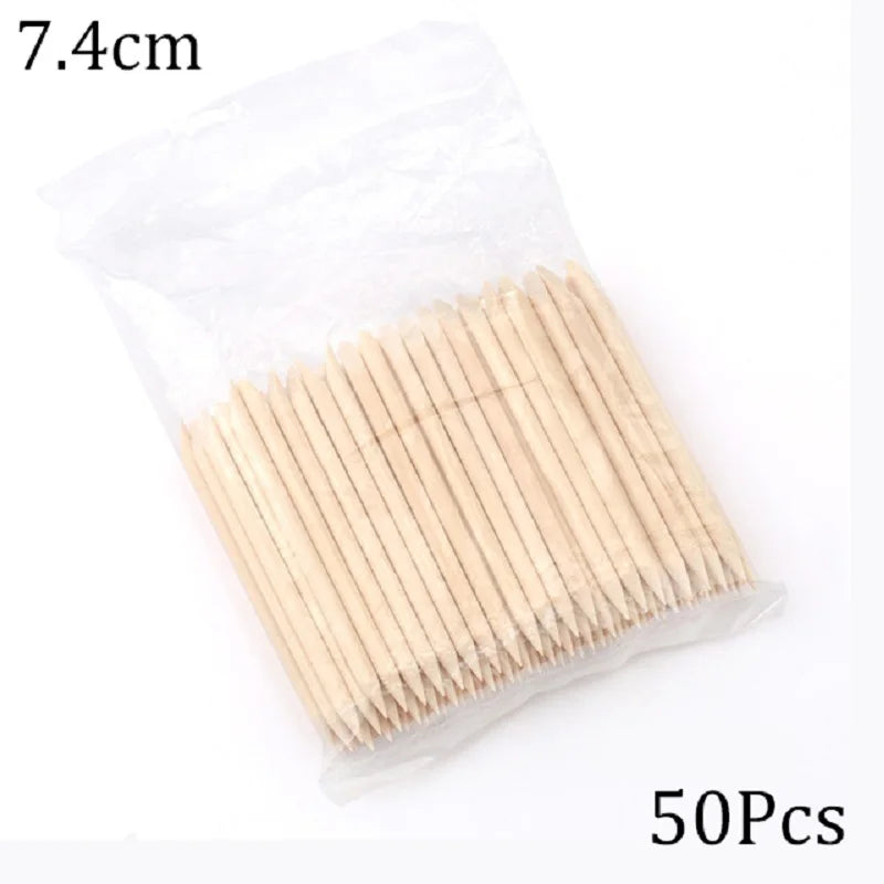 Cuticle Pusher Wooden Sticks for Nails Art Rhinestones Dotting Removal Manicure Pedicure Care Tools 50/100pcs