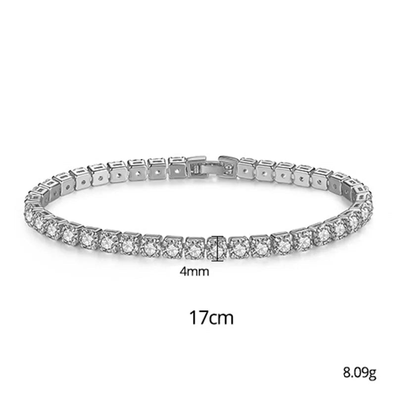 Exquisite Luxury Silver Color Princess Cut Crystal Bracelet Bangle for Women Fashion Jewelry Accessories