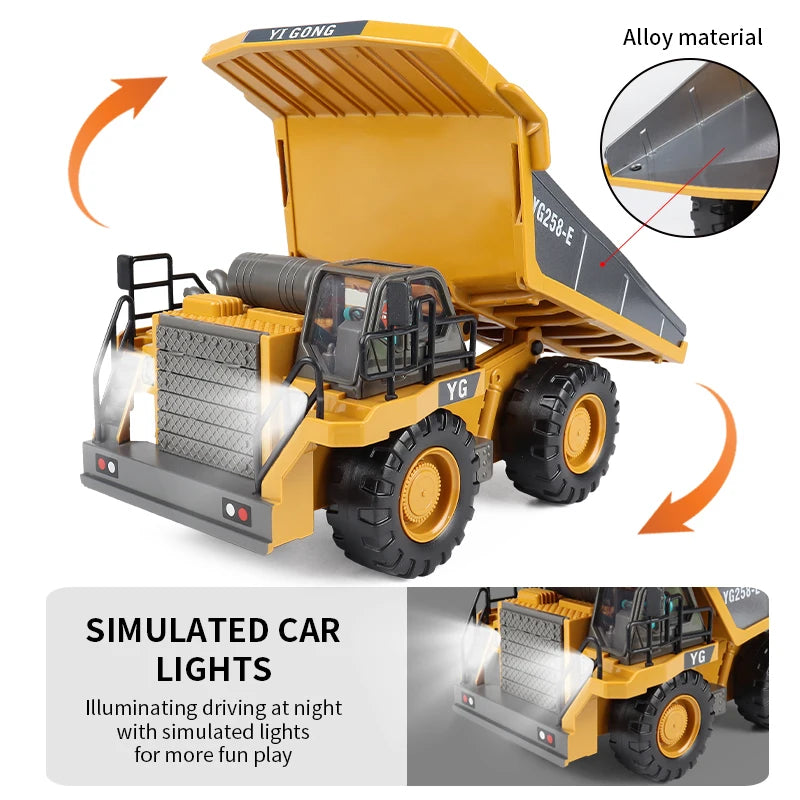 Remote Control Excavator Bulldozer Dump Truck RC Models 2.4G Car Toys Professional Quality Alloy Plastic Simulation Construction Vehicles