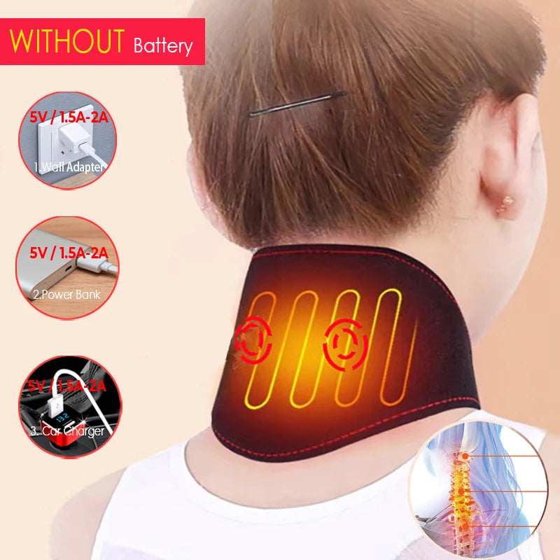 Adjustable Electric Heating Cervical Neck Massager Portable and Convenient for Neck Pain, Aches, and Swelling Relief