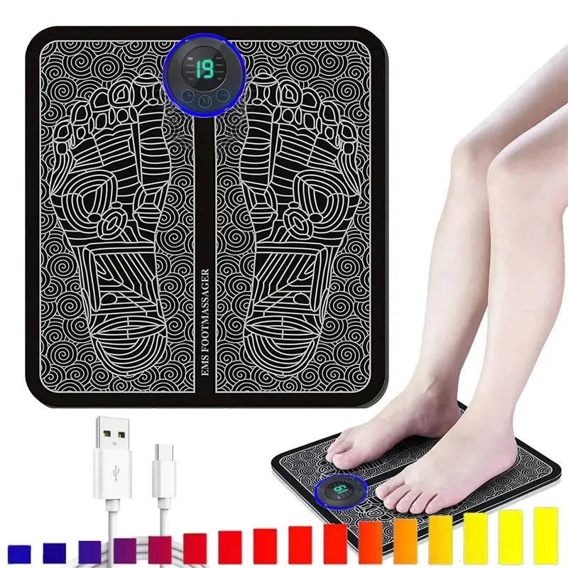 Electronic Foot Stimulation Massager Pad With Remote Control 8 Modes 19 Levels of Strength Lightweight Foot Pressure Relief Mat