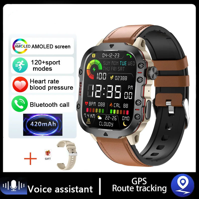 Outdoor Sports Smart Watch IP68 3ATM Waterproof Fitness Tracker Health Monitor 1.96" Bluetooth Call Digital Watch