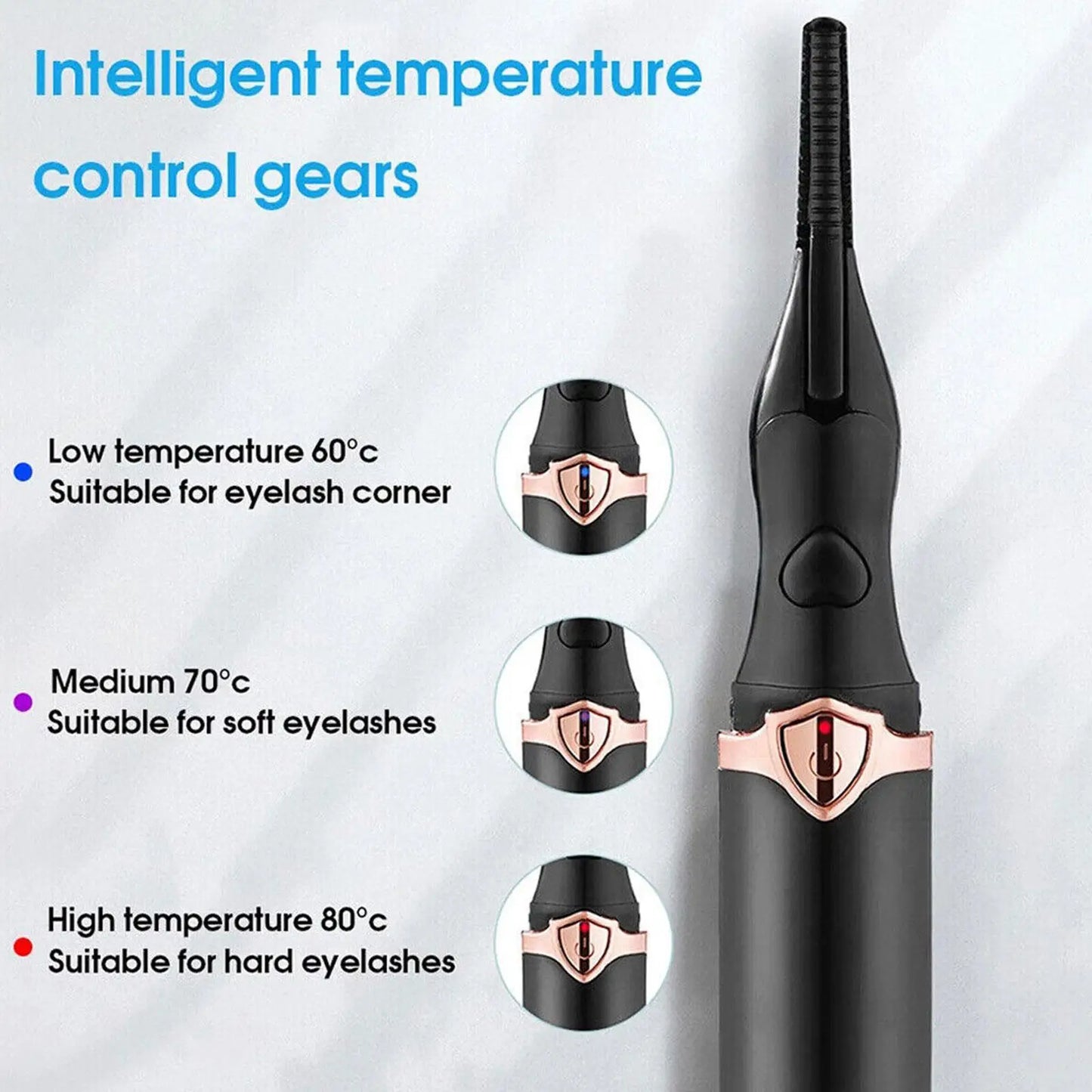 Electronic USB Portable 3 Temperature Mode Heated Eyelashes Curling Tool Comb Natural Fake Eye Lash Curler Beauty Care Tool