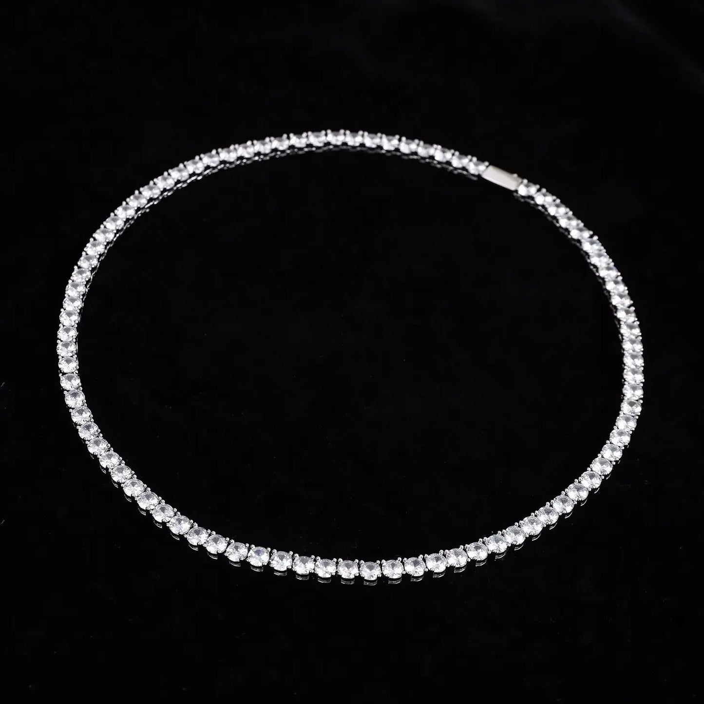 Modern Crystal 925 Sterling Silver Tennis Chain Necklaces for Men and Women Fashion Fancy Jewelry Accessories