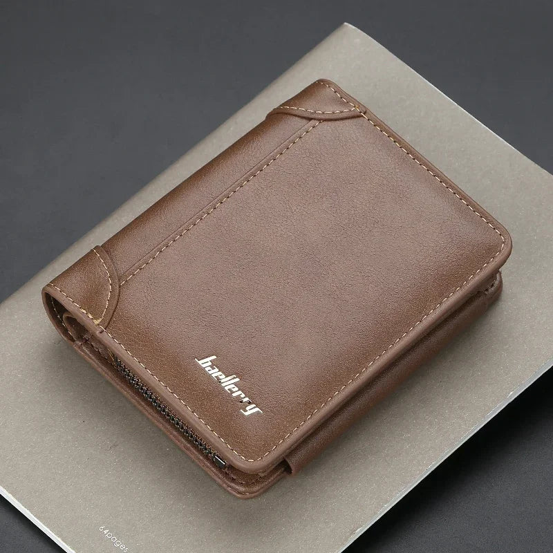 Luxury Leather Stitched Wallets for Men Women High Quality Zipper Large Capacity Coin Card Holder Male Vintage Style