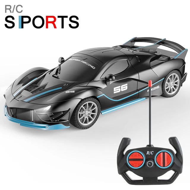 RC Racing Car with LED Lights 2.4G Radio Remote Control 1/18 Scale Sports Cars For Children Racing Drive Vehicle Drift Boys Girls Toys